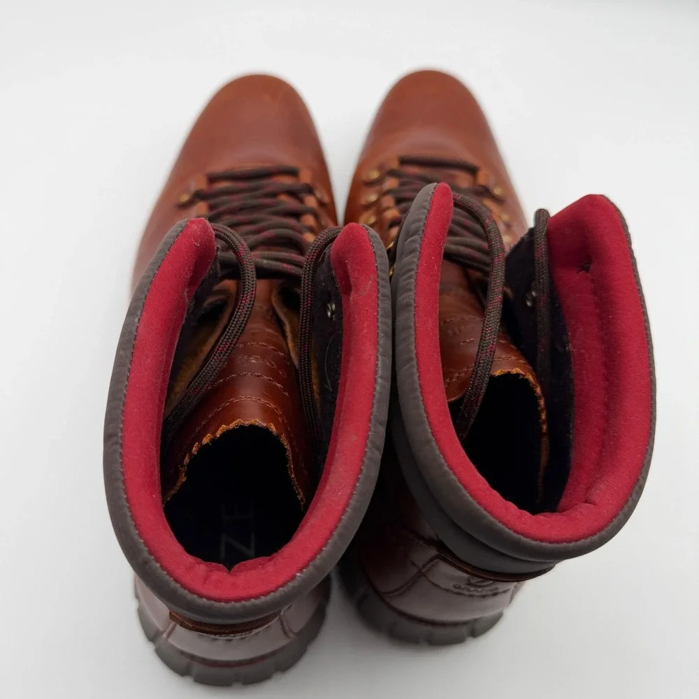 Cole Haan Boots Mens 12M Brown Zerogrand Hiker Leather C33471 Waterproof Style
